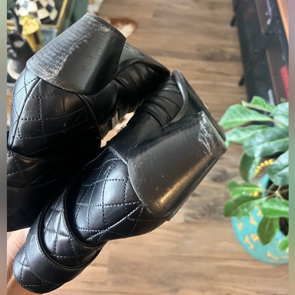 Black Quilted Ankle Boots with Zipper Detail - Picture 4 of 7